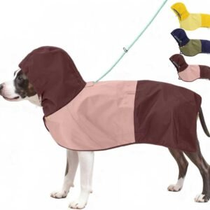 Waterproof Dog Raincoat with Hood, Extended Coverage Rain Jacket for Samll Dogs, Wind-Resistant Secure Fit with Leg Straps, Reflective, Leash Hole, Easy Hook & Loop Fastener On/Off, Pink, XS