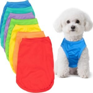 7 Pcs Small Dog Shirts,Solid Puppy Tanks Top,Lightweight and Breathable Pet Shirt for Summer,Doggy Sleeveless Vest T-Shirt for Small Dogs Cats,Size S