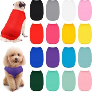 16 Pieces Small Dog Clothes Cute Blank Puppy Shirts Soft Dog Sweatshirts Breathable Outfit for Pet Cats Accessories, 16 Styles(S)
