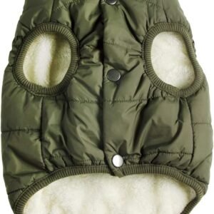 2 Layers Fleece Lined Warm Dog Jacket for Puppy Winter Cold Weather,Soft Windproof Small Dog Coat,Green S