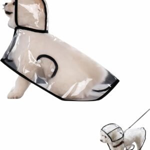 Transparent Dog Rain Poncho for Small Medium Dogs - Thick Waterproof Raincoat with Hidden Leash Hole & Adjustable Snaps, Windproof Hooded Cape for Bichon Poodle (Medium)