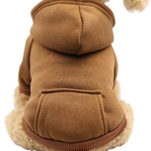 Winter dog hoodie, with pockets, warm dog clothing, suitable for small dogs, Chihuahuas and puppies (coffee, medium)