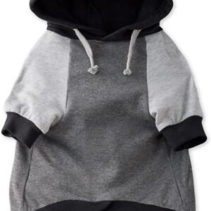 Lightweight hooded T-shirt, 100% organic cotton dog hoodie, pet outerwear sweater, suitable for all dog sizes, black patchwork, XS size (5-12 lbs)