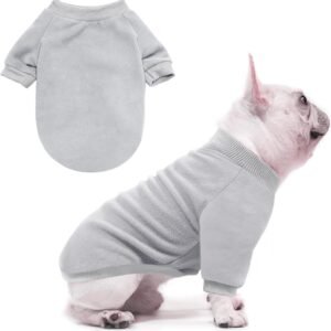 Dog fleece sweater, small dog pullover sweatshirt, pet dog clothing, soft puppy sweater Warm Winter Shirt, Classic Cat Clothing, Suitable for Small Dogs and Cats (Medium, Grey)