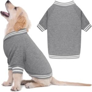 Dog Sweater, Fleece Baseball Jacket, Soft and Warm Pet Sweatshirt, Small Dog Puppy Sweater, Unisex Pet Sweater (Grey, XS)**