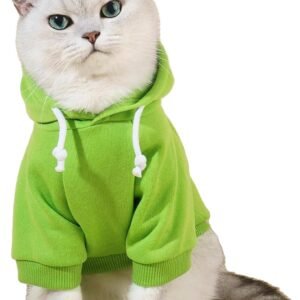 Basic Dog Hoodie, Puppy Sweater, Warm Cat Clothing, Pet Clothing, Suitable for Chihuahua Puppies, Kittens, Small and Medium Dogs, Green, Medium