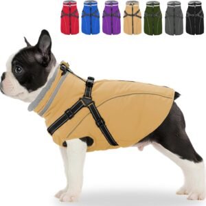 Dog Coat with Harness Built in, Waterproof Windproof Reflective Warm Puffer Jacket, Fleece Lined Vest Winter Parka for Small, Medium, Large Dogs?