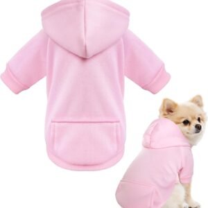 Dog hoodie, soft puppy sweatshirt, warm and lightweight fleece winter clothing for dogs, suitable for Chihuahuas and small cats, M size
