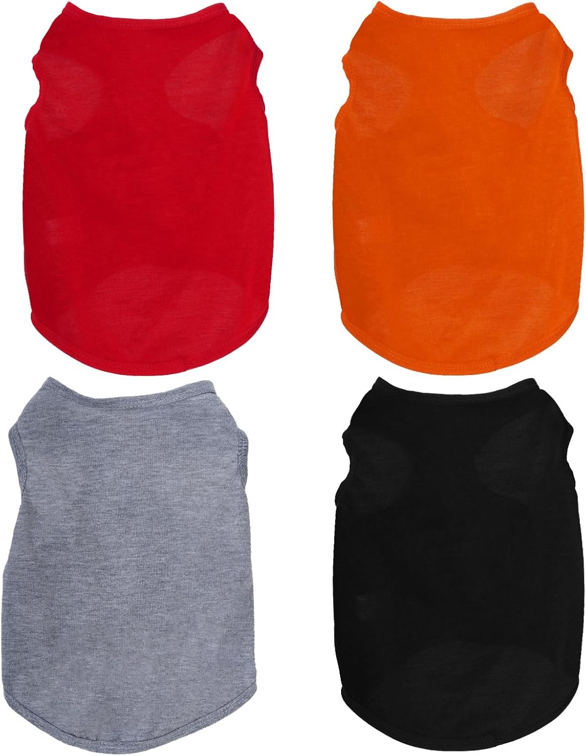 4 Pcs Cat Shirts Solid Color Dog Clothes Summer Sleeveless Pet T Shirts for Small Pet Dogs Cat (Black,Grey,Red,Orange, Medium)