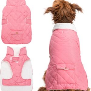 Dog Winter Coat - Windproof Fleece Warm Thick Dog Jacket Clothes for Cold Weather - Pink Pet Vest Coat Outfits for Small Medium Large Dogs - Indoor & Outdoor Use (S-XXL)